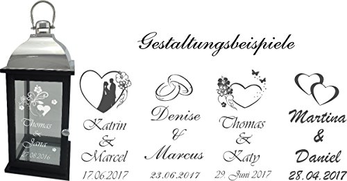 Sehr schöne weiß gewischte Metall-Laterne mit kupferfarbenem Dach inkl. Wunschgravur, Wunschtext. Die Geschenkidee! z.B.zur Hochzeit, Geburtstag, - 5