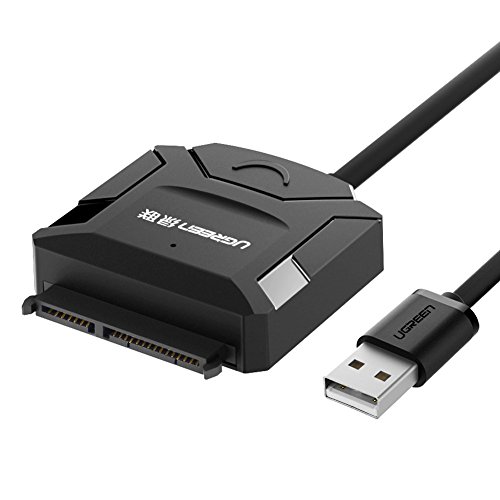 UGREEN USB 2.0 auf SATA Adapter Kabel Konverter für 2,5"/3,5" Laufwerke HDD/SSD mit 12V/2A EU Netzadapter