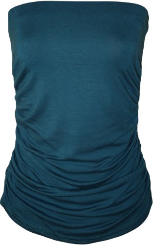 WearAll - Mujeres Sin Mangas llanura Acanaló el Boob-Tube Top - Teal - 36-38