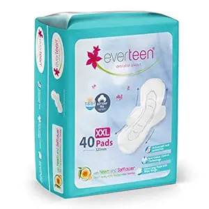 everteen XXL Sanitary Napkin Pads with Cottony-Dry Top Layer for Women Enriched with Neem and Safflower ? 1 Pack (40 Pads, 320mm)