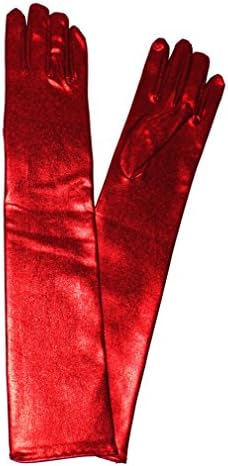Sexy Shiny Wetlook Long Vinyl PVC Gloves for Parties Fancy Dress Prom Show Performance (44cm / 17 inches, red)