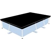 Rectangular Pool Cover 87 x 59 Inches Waterproof Dustproof UV Resistant 210D Oxford Fabric Black Heat Reflective Protective S