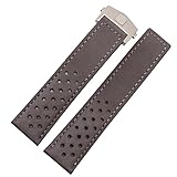 TIME4BEST Herren 22mm grau Wildleder Leder perforiert Armbanduhr Band Deployment Gurt Schließe