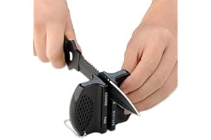 WOO LANDO Pocket ceramiczna ostrzałka do noży, czarna, 7,5 cm x 5,8 cm x 2,5 cm, doskonały rezultat bez wcześniejszej wiedzy dzięki sprężynom ceramicznym (BLACK)