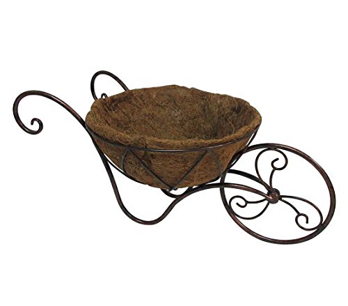Dehner Deko Schubkarre nostalgisch, ca. 56 x 31 x 26 x cm, Metall/Kokosfaser, schwarz