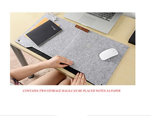 Alfombrilla de rat  n multifunci  n ANGTUO Escritorio de escritura fijo Alfombrilla de cuaderno de feltro con bolsa de almacenamiento l  piz insertado en la oficina del hogar esencial gris