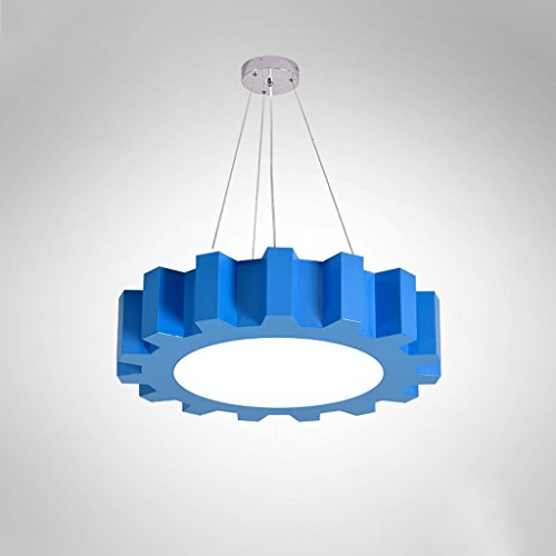 Preisvergleich Produktbild Kronleuchter Beleuchtung für Kinderzimmer Schlafzimmer Led Kreative hängende Lichter, Zahnräder Nursery Boy und Mädchen blau, AC 100-240V, 18W, weißes Licht WSHceilinglamp