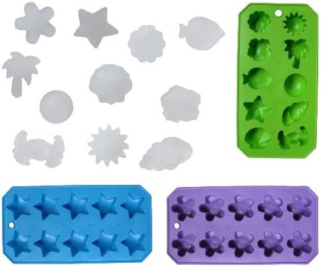 Set of 3 Flexible Shaped Ice Cube Trays. Sun, Star, Flower, Tree and Sealife. Fun Party Combo by CCraft
