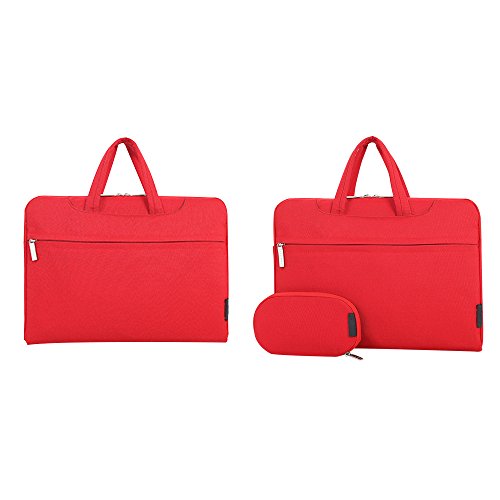 Cuitan 11 11.6 Zoll Wasserdicht Nylon Notebooktasche für Apple MacBook Air / Lenovo / Asus, Modisch Laptoptasche Laptophülle Tragetasche Aktentasche Schultertasche Umhängetasche Handtasche mit Power Tasche und Schulter Strap für 11 11.6 Zoll Notebook Ultrabook – Rot - 3