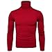 Produktbild Swallowuk Strickwaren Herren Langarm Slim Fit Hohe Kragen T-Shirt Tops Herbst Winter Jacke Outwear Mantel Sweatshirt Pullover Langarmshirt (L, Rot)