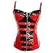 Produktbild LELEshapewear Korsett Damen Rot Lackleder Weste PU Reißverschluss Verstellbar Schultergurt Sexy Körper Taille Taille Brust Mode Wilde Korsett S-2XL (Farbe : Rot, größe : 2XL)