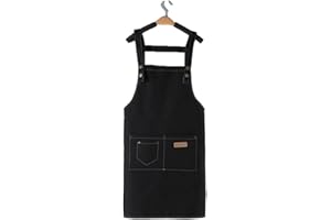 Glorlliant Delantal Cocina Mujer, Mandiles de Cocina con Bolsillos, Delantal Chefs Cocina para Cocinar Hornear Negro