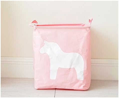 Saint Kaiko Cotton Linen Foldable Collapsible Laundry Hamper Laundry Bin Laundry Basket Storage bag Storage Bin Toy Clothing Storage Organiser Home Organiser with Handle for Bathroom Bedroom Nursery (Pink)