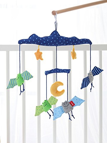 sigikid, Mädchen und Jungen, Mobile mit Fledermäusen, Baby bite me, Blau/Grün/Gelb, 41015 - 3