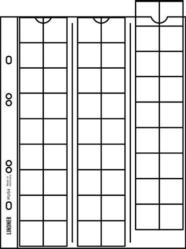 Lindner MU54 Hojas monedas UNIVERSAL para 54 monedas