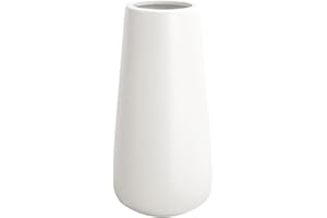 JUZAI 20 CM Vaso Fiori Bianco Ceramica per Pampas, Vaso Cilindrico Decorativo da Interno Design Moderno Elegante Classici