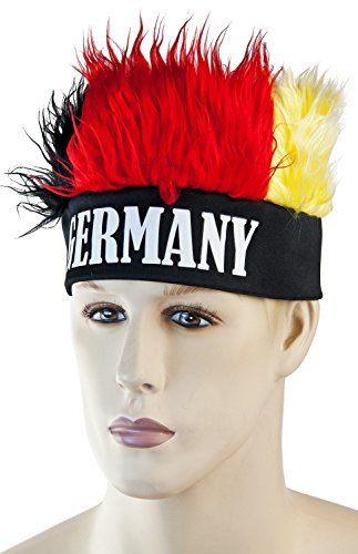 Fanartikel, Fanset Deutschland EM, WM, Fanpaket zur Europameisterschaft 2016, Schminke, Fahnen, Brille, Pfeife, Hut, Autofahne, Bandana, Tattoos, Fingernägel, Caxirola … (Perrücke)