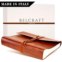 Belcraft Tivoli Album Fotografico in Pelle Riciclata, Elegante Pensiero con Scatola Regalo, Realizzato a Mano da Artigiani Toscani, A4 (23x30 cm) Marrone Chiaro