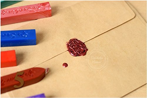 snowwer 5pcs Vino rojo manuscrito sellado sello       Barras de cera para lacrar 5  pcs