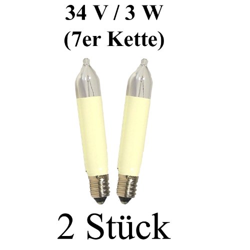 Preisvergleich Produktbild netSells® * Kleinschaftkerze * Ersatzlampe für Schwibbogen u. Lichterketten * 34 V 3W * f. innen * 2er Set * elfenbein