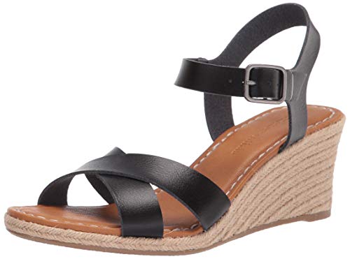 Amazon Essentials Sandales Espadrilles Compensées Femme, Noir, 42 EU