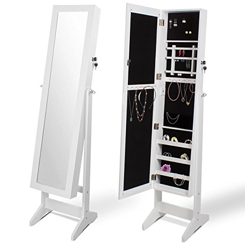 Homelux Schmuckschrank Spiegelschrank Standspiegel Schmuckkasten (B x H x T): 34 x 146,5 x 30 cm Weiß