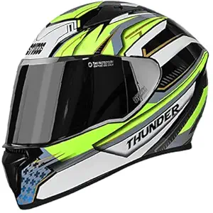 Studds Thunder D8 Glossy Black N5 Yellow With Mirror Visor 600MM (XL)