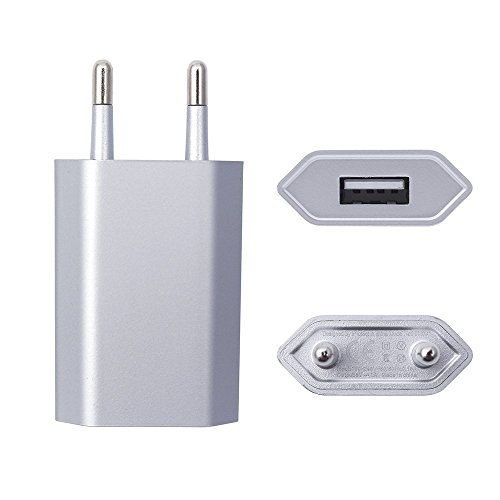 iProtect USB Netzteil Slim Charger für alle Kabel mit USB Anschluss in gummiert silber matt