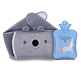 Hot Water Bottle, Warm Water Bag Rubber Hot Water Pouch with Soft Plush Hand Waist Warmer Cover, Cute Unicorn Hot Water Bag for Pain Relief from Arthritis, Headaches, Hot and Cold Therapy