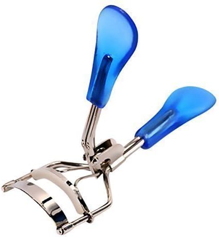 Eyelash curler made of stainless steel with 2 silicone pads for wonderfully curved lashes, color: blue