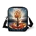 Produktbild War Home Decor,Atomic Explosion Mushroom Cloud Fireball Inferno Nuclear Reaction Print,Black Orange Print Kids Crossbody Messenger Bag Purse