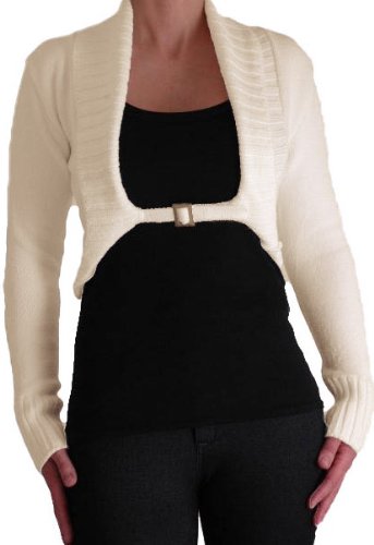 Chiara Cardigan Scoop Neck Buckle Knit Stretch Cardi One Size Cream