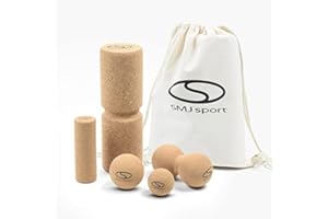‎MADIVO SMJ Faszienrolle Set aus Kork | 6-teiliges Set inkl. Turnbeutel aus Stoff | Massagerolle, Faszienball, Peanut-Doppelkugel | Hergestellt aus Korkmaterial | Faszienrolle mit Aussparung für Wirbelsäule