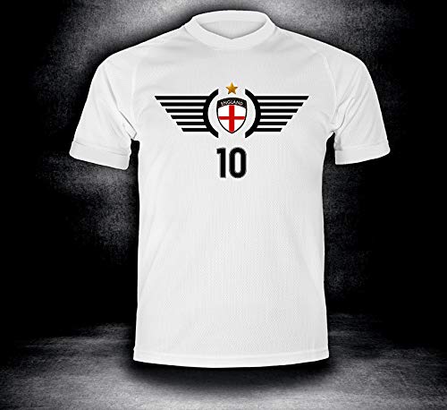 ElevenSports England Trikot 2018 mit GRATIS Wunschname + Nummer im EM WM Weiss Typ #EN3t – Geschenke für Kinder Erw. Jungen Baby Fußball T-Shirt Bedrucken