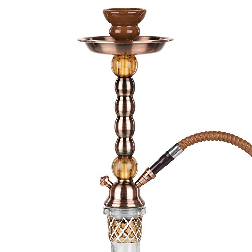 Mianova® Orientalische Wasserpfeife Shisha Hookah Set 47cm Tribal 1 Schlauch inkl. Kohle, 5 Mundstücke und Zange Braun - 5
