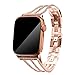 Produktbild Mumuj Edelstahl Kette Stil Armband, Edelstahlarm Metall UhrBand Edelstahlgitter Verstellbarer Frauen Ersatzband Band Armreif für Apple Watch 4/3/2/1 38 / 40mm (Roségold)