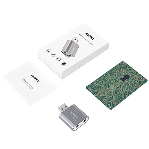 AUKEY Externe Soundkarte USB auf 3.5mm Audio Jack Stereo Sound Adapter für Windows / Mac / Linux Externe Audio Quelle mit Mikrofon ( Space Grau ) - 8