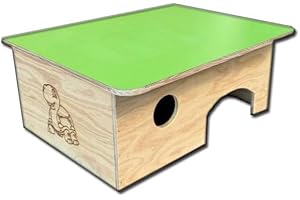 EUROSHOPPINGONLINE Casetta per tartarughe di terra in legno multistrato, resistente alle intemperie, senza fondo, ventilazione regolabile ricorevo casa chalet villetta gabbia terrario rettili e serpenti 43x30x23 cm
