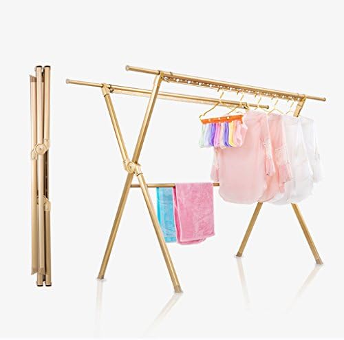 ERRU- Drying Rack Foldable Aluminum Alloy Clothes Drying Racks Indoor Floor Balcony Drying Hanger Telescopic Double Rod Type Sun Clothes Racks - X-Type