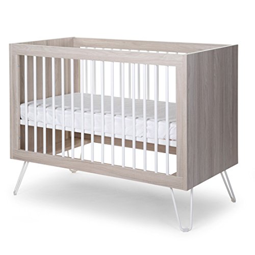 Preisvergleich Produktbild Babybett Holz mit Metallfüßen - Lattenrost 3 Stufen höhenverstellbar, 60 x 123cm, Beige