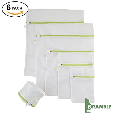 Bramble – Wäschenetz, 6 Stück Wäschesack, Premium Qualität Wäschetasche, Wäschebeutel für Waschmaschine, Schutzbeutel aus Netzmaterial mit Reißverschluss in verschiedenen Größen - 3