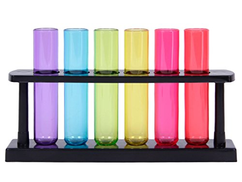 Alsino Lot de 6 Shooters Tubes à essai en Plastique différentes Couleurs dans Un Support Noir 93/2072 Jeu à Boire Ambiance en soirée idée Cadeau Homme Femme apéro Entre Amis Beach Party Anniversaire