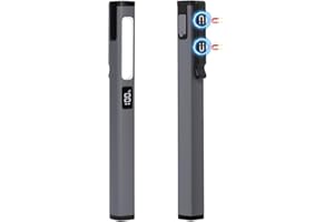 AXFEE LED Arbeitsleuchte Werkstattlampe, LED-Stiftlampe Aufladbar mit USB-C-Kabel, Batterieanzeige,Magnet Clip, 6-Modus Dimmbar Inspektionsleuchte, COB Handlampe für Camping Notfälle Werkstatt(Grau)