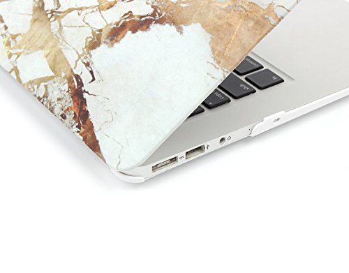 FOGEEK MacBook Air 13 Hülle: Hard Case Print Frosted für MacBook Air 13 Zoll (A1466 / A1369)–Weiß Marmor Muster Rubber Coated Hard Shell Cover Etui Tasche，Hochwertige harte Beschichtung- Weiß+Gold - 3