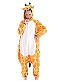 Kenmont Jumpsuit Tier Cartoon Einhorn Pyjama Overall Kostüm Sleepsuit Cosplay Animal Sleepwear für Kinder / Erwachsene (Medium, Giraffe) - 