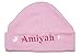 Little Hearts Baby Hat 100% Super Soft Double Layered Cotton Personalised & Embroidered with the name of your choice. (0-3 Months, Baby Pink & Pink Hearts)