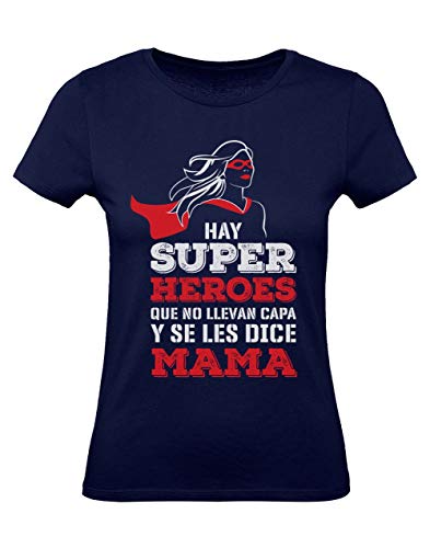 Green Turtle Camiseta para Mujer - Mi Mamá es mi Súper Héroe - Regalo Original para el Día de la Madre X-Large Azul Oscuro