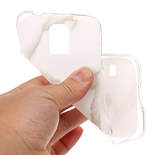 Cozy Hut Für Samsung Galaxy S5 Handyhülle mit Marmor / Marble Design(weiß / grau) | Handytasche | | Schale | | Hülle | | Case | Handy-etui | TPU-Bumper | Soft Case | Schutzhülle Cover für den optimalen Schutz ihres Samsung Galaxy S5 (5,1 Zoll) – Jade weißer Marmor - 5