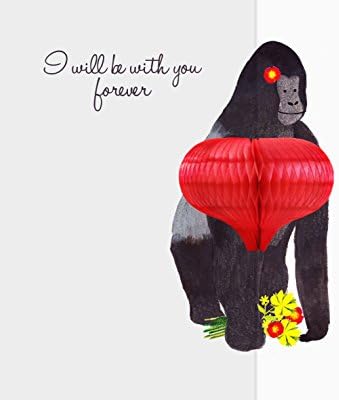 YURICOM Honeycomb Pop up Thanks Card - Honeycomb Pop up Greeting, Birthday, Thanks, Wedding, Love, Congrats Card (Gorilla)