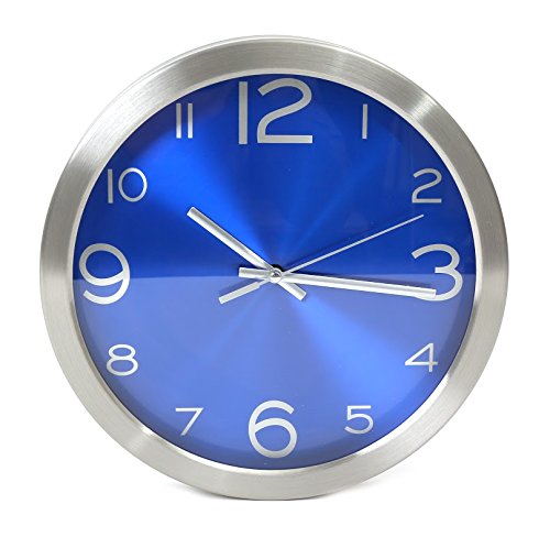 Platinet Midnight Wanduhr – 25 cm – blau/silber - 2